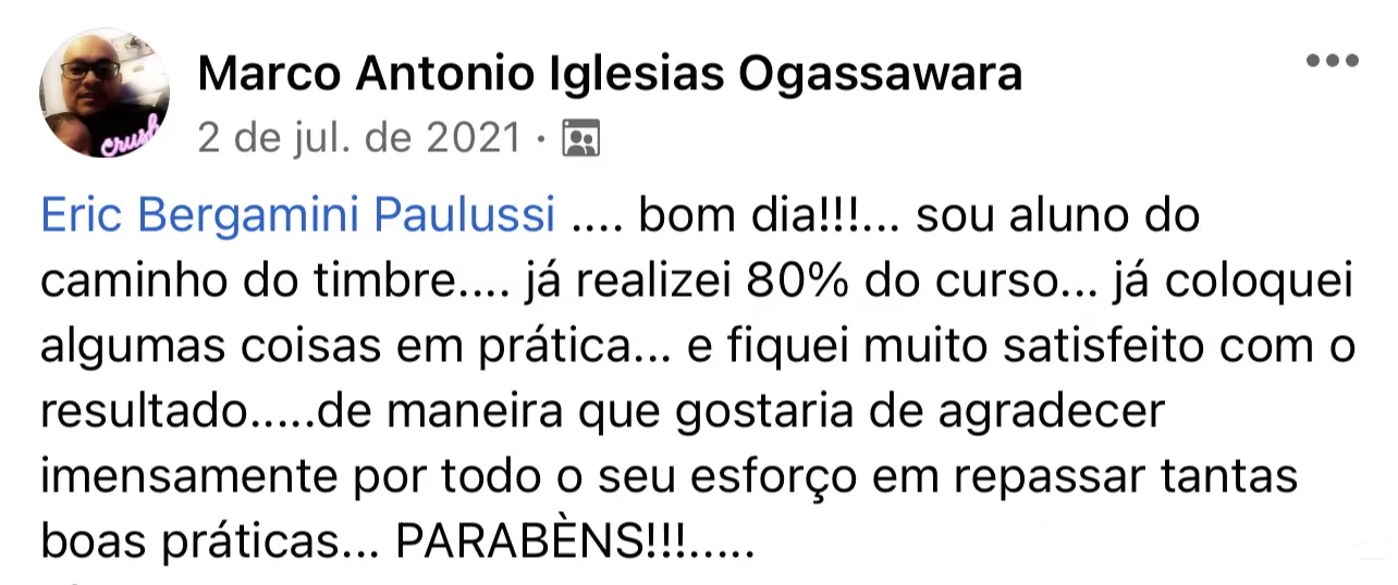 Print real de depoimento de aluno 10